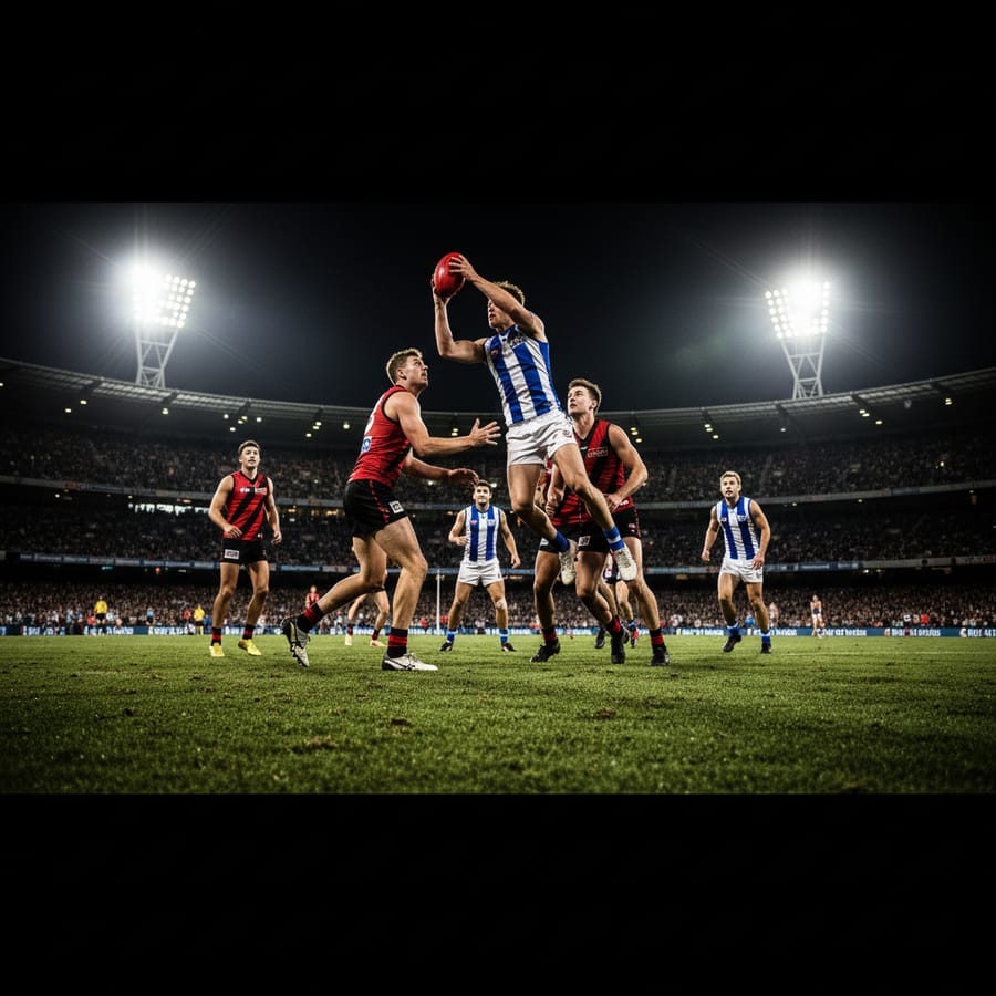 Australian sport in play under stadium lights