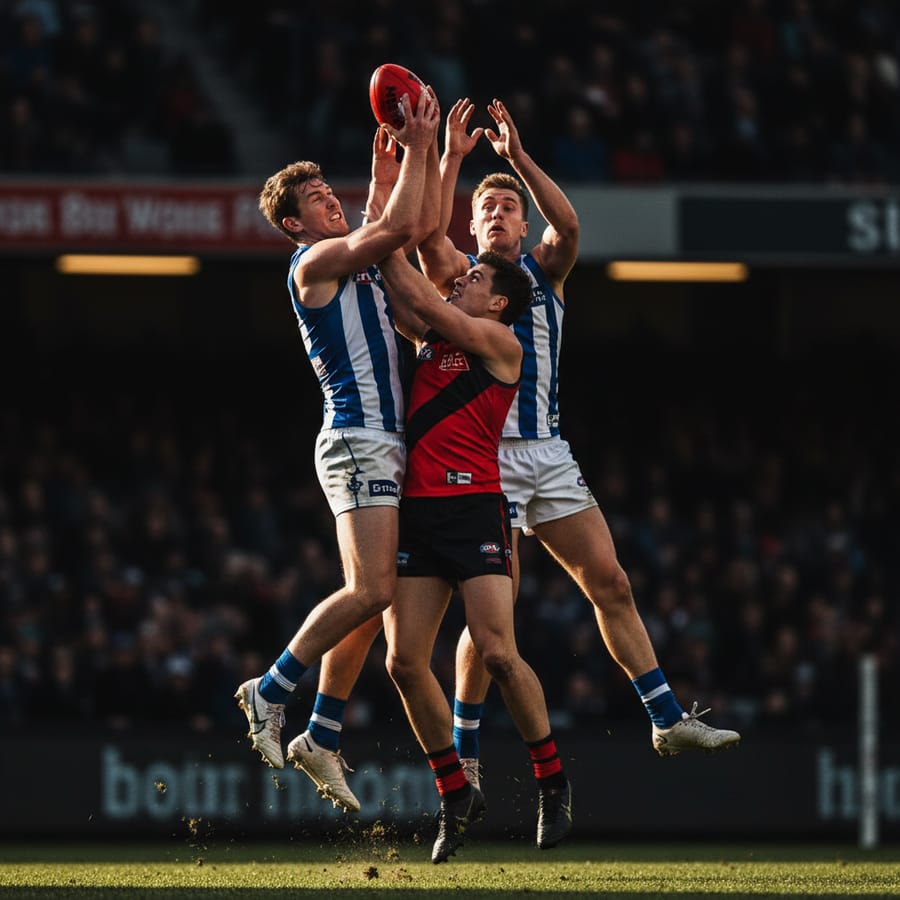 Players contesting possession during a match
